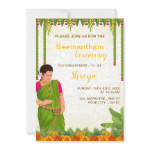 Tarjeta de invitación Baby Shower india, Seemantha