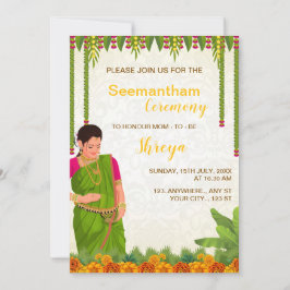 Tarjeta de invitación Baby Shower india, Seemantha