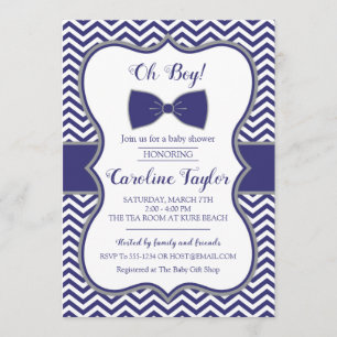 Tarjeta de invitación Baby Shower Little Man Bow T