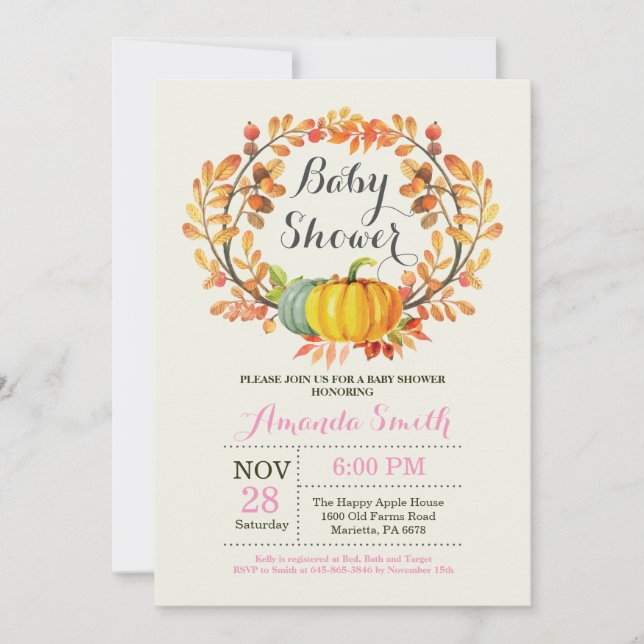 Tarjeta de invitación Baby Shower para Chica de ca (Anverso)