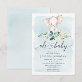 Tarjeta de invitación Baby Shower para elefantes a