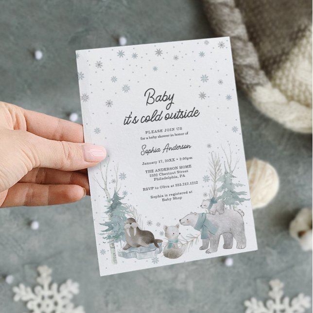 Tarjeta de invitación Baby Shower para invierno de (winter baby shower)
