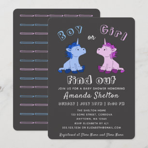 Tarjeta de invitación Baby Shower para revelar gén