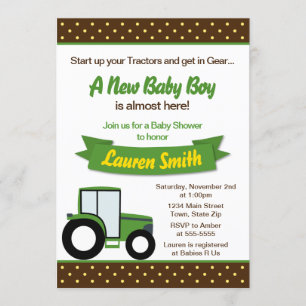 Tarjeta de invitación Baby Shower para tractores 5