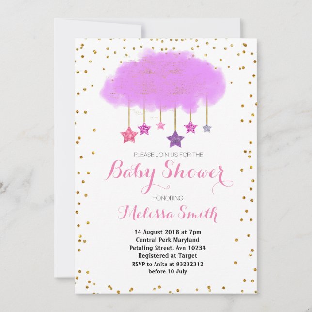 Tarjeta de invitación Baby Shower Raindrop (Anverso)