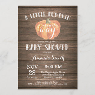 Tarjeta de invitación Baby Shower Rustic Pumpkin F