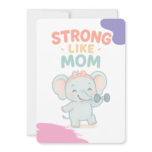 Tarjeta de invitación Baby Shower Strong Like Mom