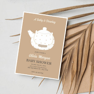 Tarjeta de invitación Baby Shower Tea Fiesta Brown