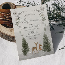 Tarjeta de invitación Baby Shower Winter Boho Wood