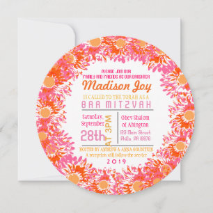 TARJETA DE INVITACIÓN Bat Mitzvah SO PRETTY DAISY