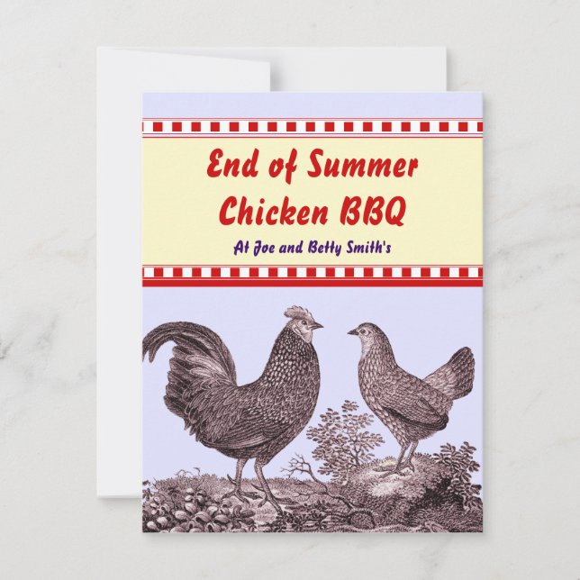 Tarjeta de invitación BBQ de fin de verano para po (Anverso)