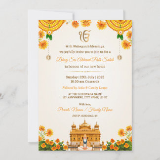 Tarjeta de invitación Bhog Sri Akhand Path Sahib