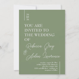 Tarjeta de invitación blanca verde de sabio Minima