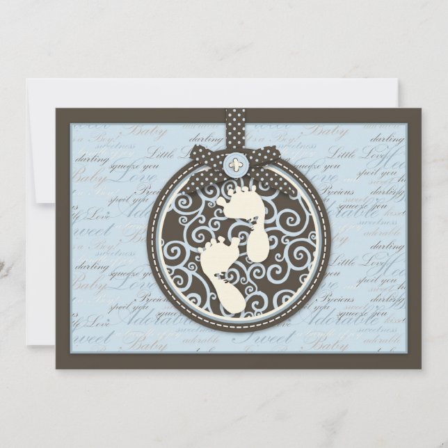 Tarjeta de invitación BLU de Teeny Toes (Anverso)