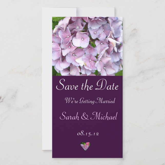 Tarjeta de Invitación Boda de Hidrangea Púrpura (Anverso)
