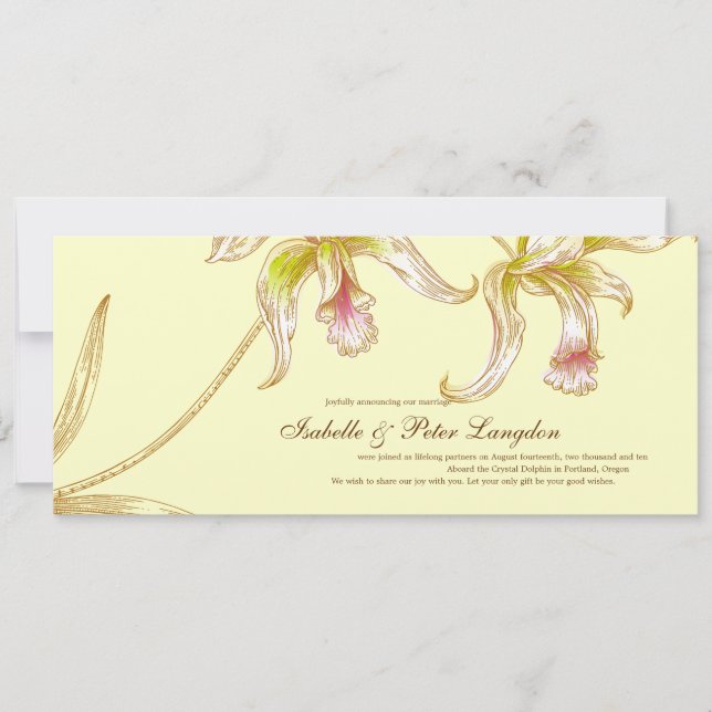 Tarjeta de Invitación Boda de Orquídeas de bonito (Anverso)