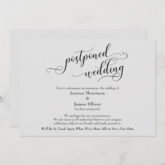 Tarjeta de Invitación Boda elegante y gris pospues (Anverso / Reverso)