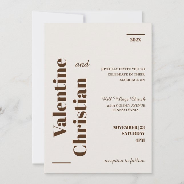 Tarjeta de Invitación Boda Minimal Modern Foto (Anverso)