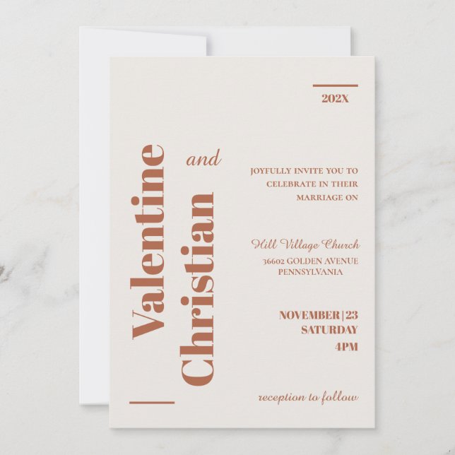 Tarjeta de Invitación Boda Minimal Modern Foto (Anverso)