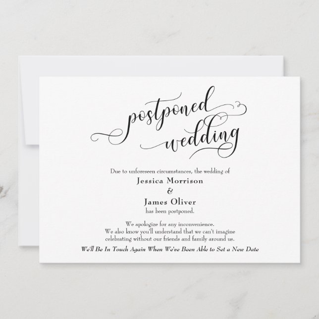 Tarjeta de Invitación Boda postponada simple y ele (Anverso)