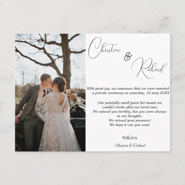 Tarjeta de invitación Boda privada personalizada (Anverso)