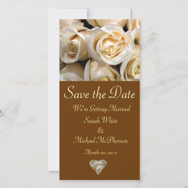 Tarjeta de Invitación Boda Rosa de marfil (Anverso)