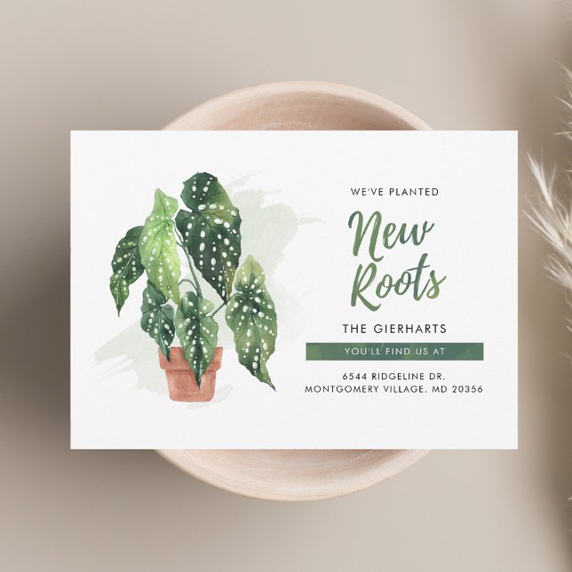 Tarjeta de Invitación Boho Moving Roots New Roots (Botanical New Roots Boho Moving Announcement Card)