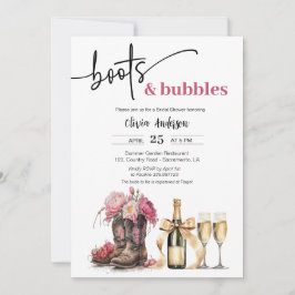 Tarjeta de invitación Boots and Bubbles Bridal Sho