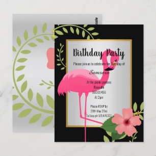 TARJETA DE INVITACIÓN BRILLANTE FLAMINGO HIBISCUS 