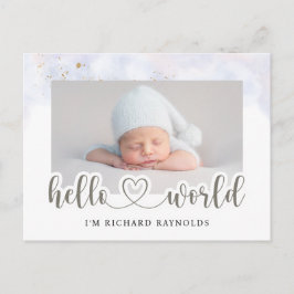 Tarjeta de Invitación Budget Hello World Baby Boy