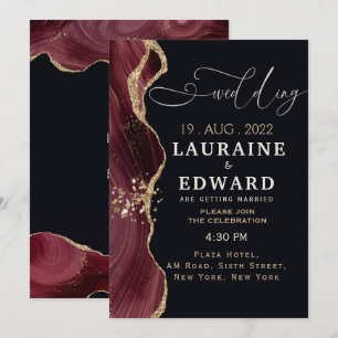 tarjeta de invitación burgundy red black Wedding s