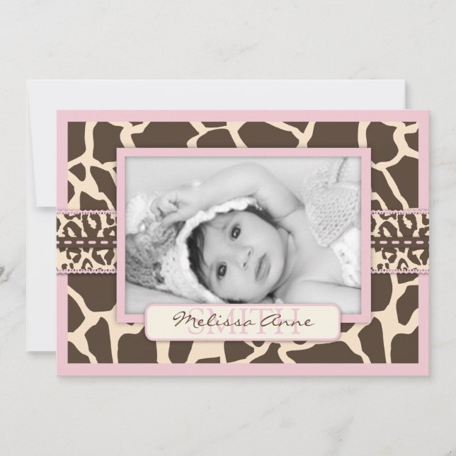 Tarjeta de Invitación Chica Safari (Anverso)