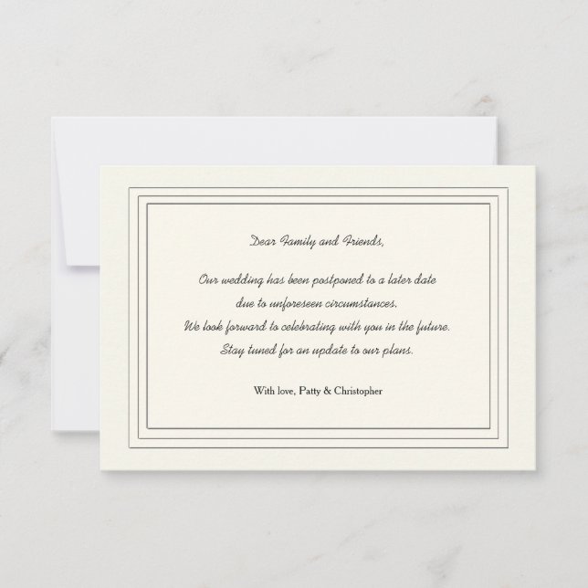 Tarjeta de Invitación clásica de postposición (Anverso)