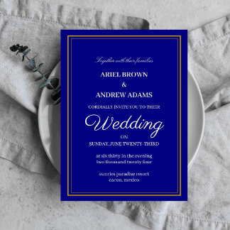 Tarjeta de invitación Classy boda Navy Blue