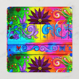 tarjeta de invitación color groovic hippie