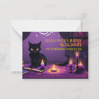Tarjeta de invitación con ilustracion de gato de H