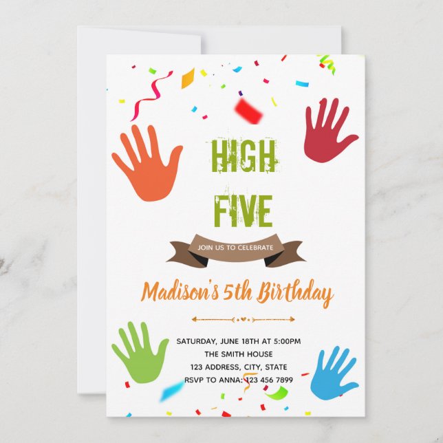 Tarjeta de invitación con tema de cumpleaños de Hi (Anverso)