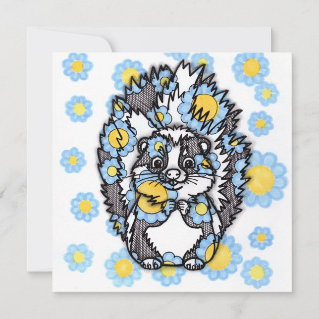 Tarjeta de invitación cuadrada de zorrillo lindo c (Anverso)
