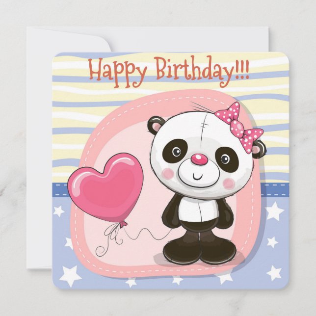 Tarjeta de invitación Cute Panda Happy Birthday (Anverso)
