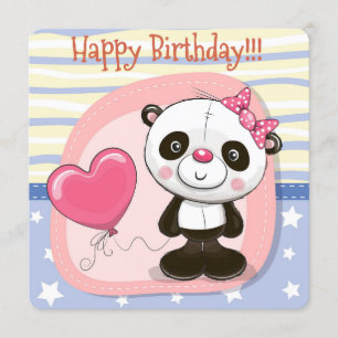 Tarjeta de invitación Cute Panda Happy Birthday