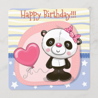 Tarjeta de invitación Cute Panda Happy Birthday