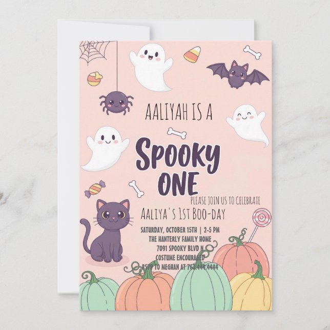 Tarjeta de invitación Cute Pastel Halloween | Spoo (Anverso)