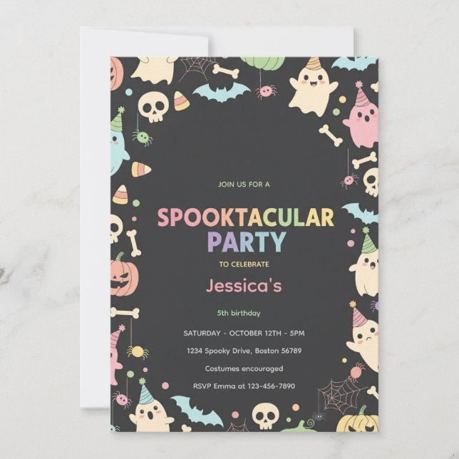 Tarjeta de invitación Cute Pastel Halloween | Spoo (Anverso)