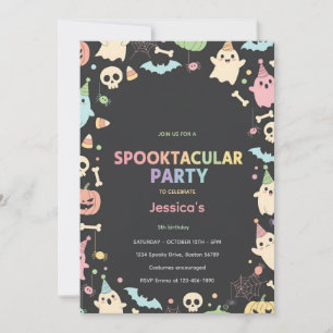 Tarjeta de invitación Cute Pastel Halloween Spoo