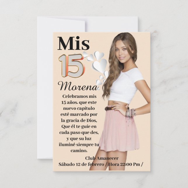 Tarjeta de invitación de 15 años (Anverso)