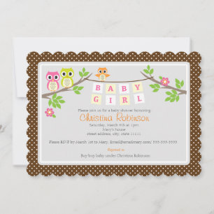 tarjeta de invitación de 5" X 7" lindo owls chica
