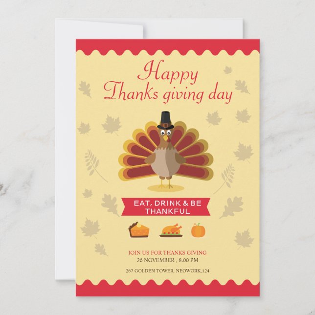 Tarjeta de invitación de Acción de Gracias (Anverso)