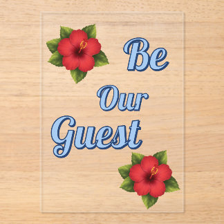 Tarjeta de Invitación de Acrílico de Flor de Hibis