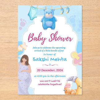 tarjeta de invitación de acrílico para baby shower