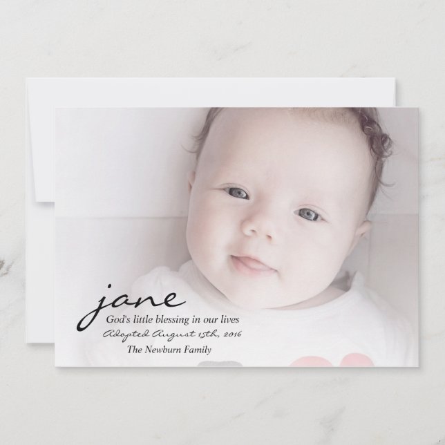 Tarjeta de Invitación de Adopción de Bendición de  (Anverso)